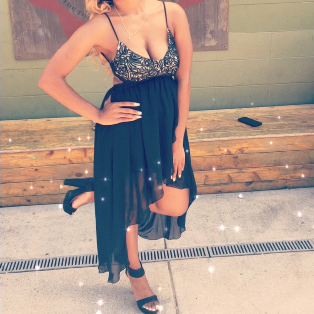 Black high low dress